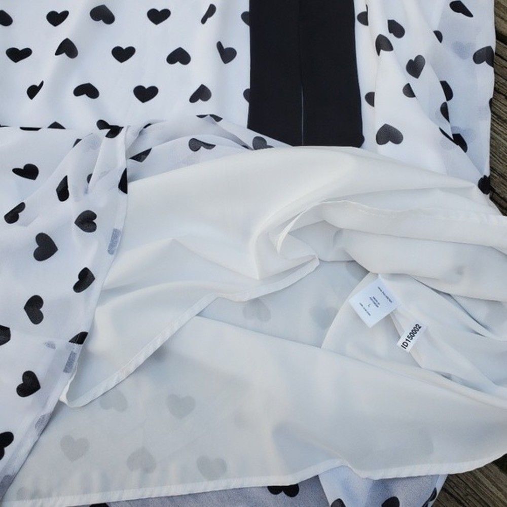 NWT New York & Company White and Black Hearts Women's Shift Dress - Picture 10 of 16